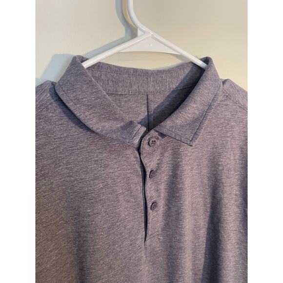 Lululemon Evolution Polo Mens Large Heathered Purple Slim Fit Long Sleeve Golf - Picture 2 of 7